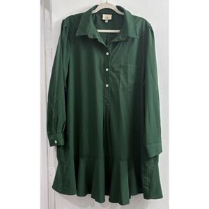 green emerald velvet dress Sea Green Callahan Shirt Dress